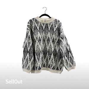 Vintage E.V.E. LTD. Unisex Geometric Pullover Sweater Black Size S